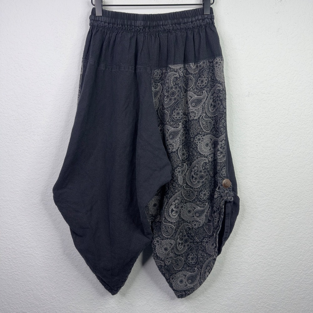 Harem Pants Womens S Black Patchwork Paisley Drop… - image 2